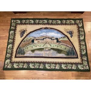 Vintage Tapestry‎ Wall Hanging 38" x 54" Burgundy Winery MOHAWK HOME USA